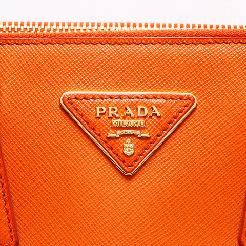 プラダ PRADA ガレリアサフィアーノ トライアングルロゴ ハンドバッグ オレンジ WS12658