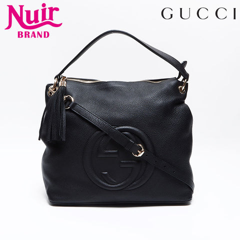Gucci互锁G流苏皮革SOHO肩带黑色WS12661