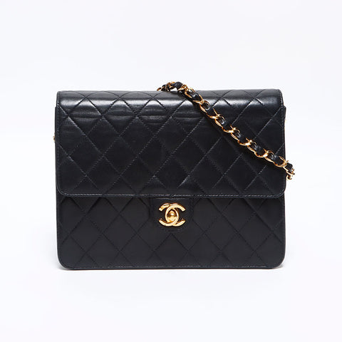 シャネル CHANEL マトラッセ ターンロック ハーフフラップ ショルダーバッグ ブラック WS12662