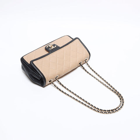 Chanel Chanel 20. Lambskin Matelasse Bicolor Umhängetasche Beige schwarz WS12664