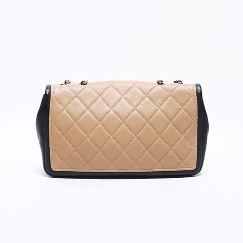 Chanel Chanel 20. Lambskin Matelasse Bicolor Umhängetasche Beige schwarz WS12664