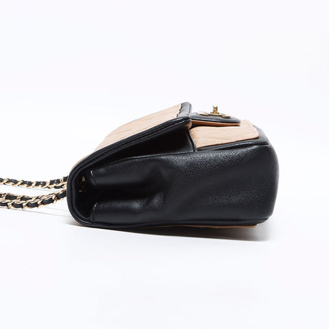 Chanel Chanel 20. Lambskin Matelasse Bicolor Umhängetasche Beige schwarz WS12664