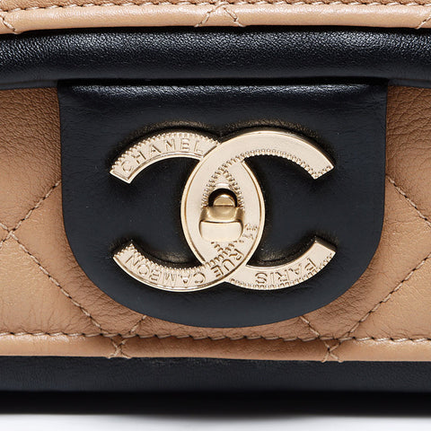 Chanel Chanel 20. Lambskin Matelasse Bicolor Umhängetasche Beige schwarz WS12664