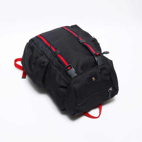Gucci webline techno toile rayure grande capacité sac à dos / sac à dos noir ws12673