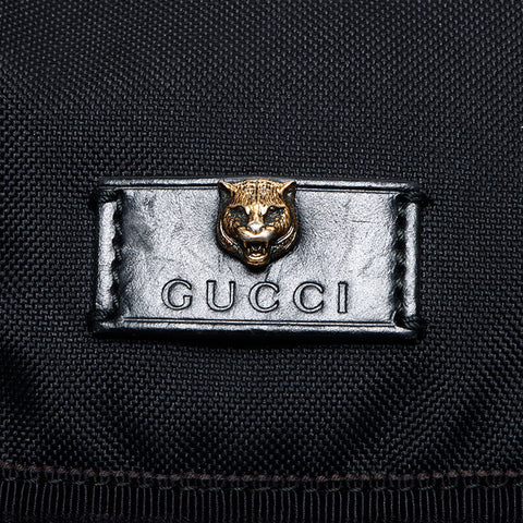 Gucci webline techno toile rayure grande capacité sac à dos / sac à dos noir ws12673