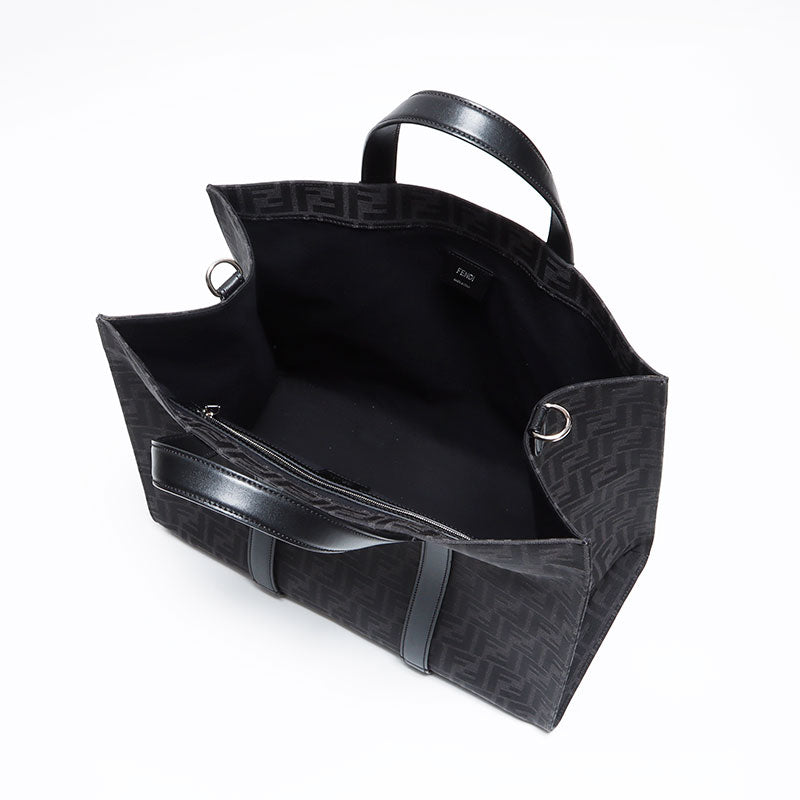 FENDI Zucca 2way FF ​​Jacquard Leather 7VA390 Tote Bag Black