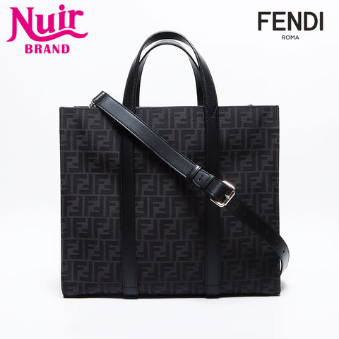 Fendi Zucca 2way ff Jacquard Leder 7va390 Einkaufstasche Schwarz WS12676