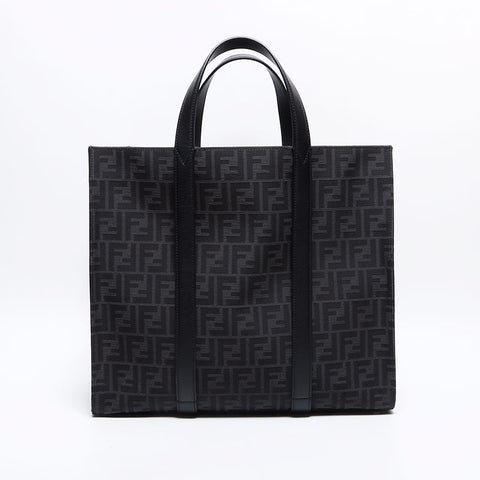 FENDI ZUCCA 2way FF Jacquard Leather 7VA390 Tote Bag black WS12676