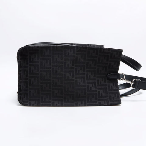 FENDI Zucca 2way FF ​​Jacquard Leather 7VA390 Tote Bag Black WS12676