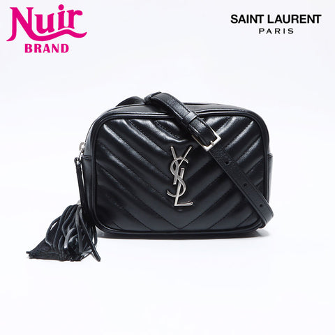 YVES SAINT LAURENT V-stitch tassel leather YSL Shoulder Bag black WS12679