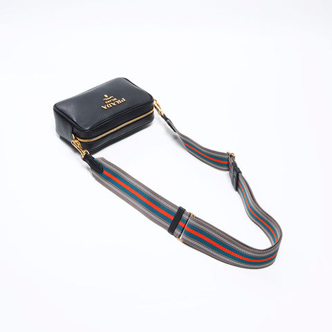 Prada -Kamera Bag Bandoriella Gold Hardware Umhängetasche Schwarz WS12686