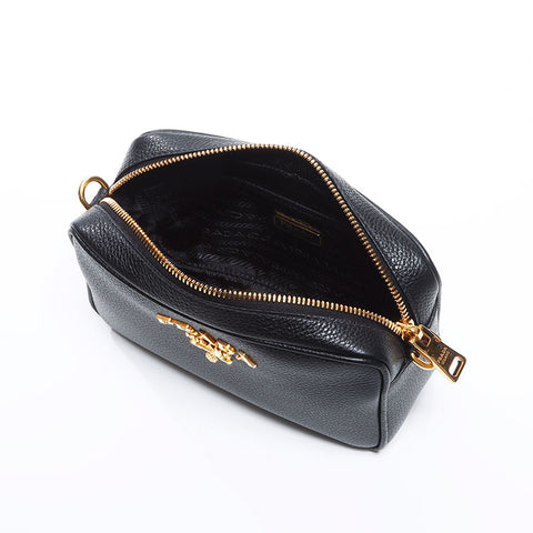 Prada -Kamera Bag Bandoriella Gold Hardware Umhängetasche Schwarz WS12686