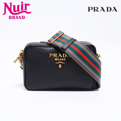 Prada -Kamera Bag Bandoriella Gold Hardware Umhängetasche Schwarz WS12686