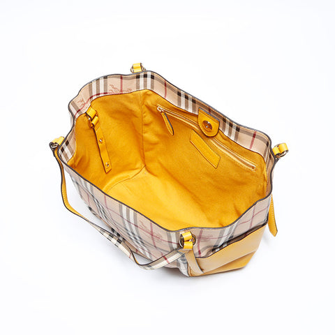 BURBERRY Nova Check Yellow Tote Bag beige WS12688