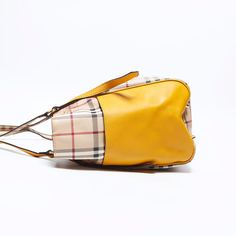 BURBERRY Nova Check Yellow Tote Bag beige WS12688
