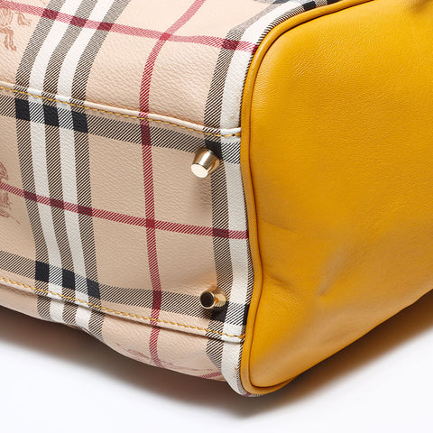 BURBERRY Nova Check Yellow Tote Bag beige WS12688