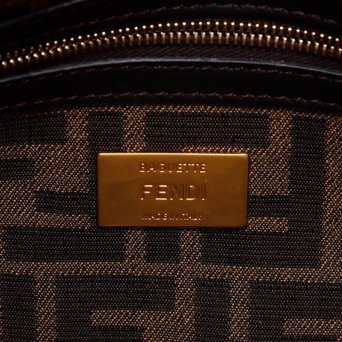 FENDI Zucca Mamma Bucket Yellow Roma Amor Shoulder Bag Brown WS12694
