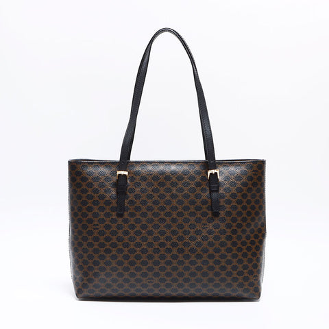 極美品 セリーヌ CELINE マカダム柄 PVC トートバッグ ブラウン