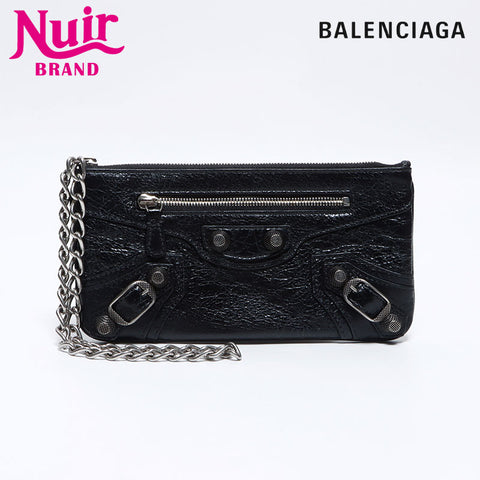 BALENCIAGA Le Cagole Giant Leather Wallet Pouch black WS12710