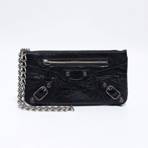 BALENCIAGA Le Cagole Giant Leather Wallet Pouch black WS12710