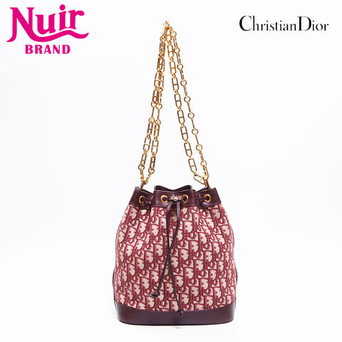 クリスチャンディオール Christian Dior トロッター キャンバス チェーン ショルダーバッグ レッド WS12711