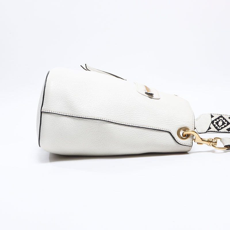 ミュウ ミュウ Miu Miu レザー ロゴ ショルダーバッグ ホワイト