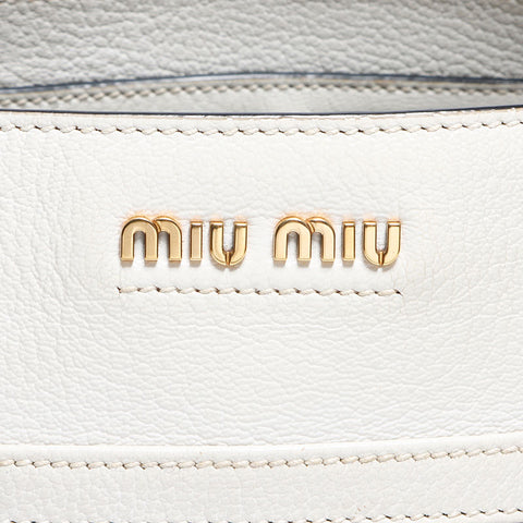 ミュウ ミュウ Miu Miu レザー ロゴ ショルダーバッグ ホワイト WS12712