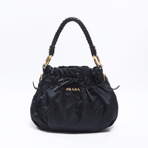 PRADA Logo nylon Shoulder Bag black WS12713