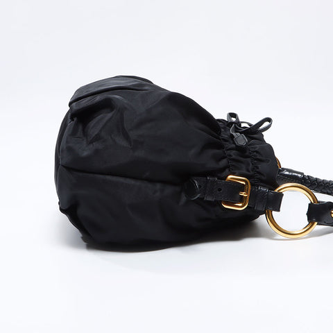 PRADA Logo nylon Shoulder Bag black WS12713