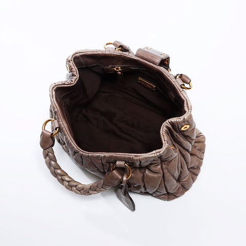 Miu Miu Matelasse 2way Leather Shoulder Bag Brown WS12718