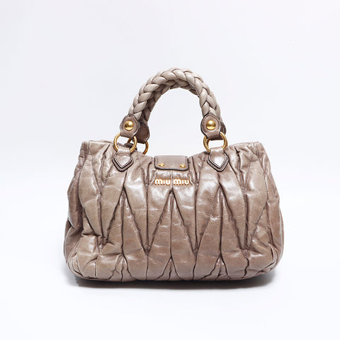 Miu Miu Matelasse 2way Leather Shoulder Bag Brown WS12718