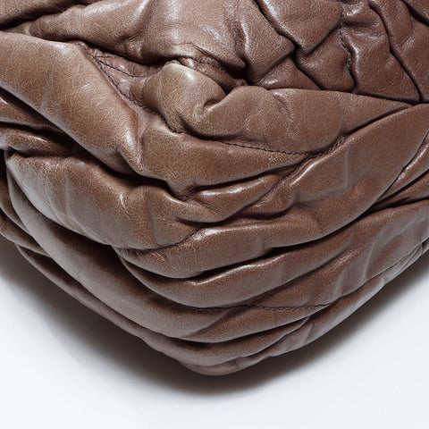 Miu Miu Matelasse 2way Leather Shoulder Bag Brown WS12718