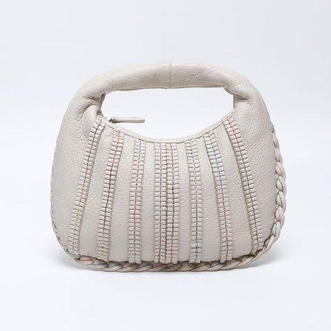 BOTTEGAVENETA Mini Hobo Bag in Leather Handbag Ivory WS12721