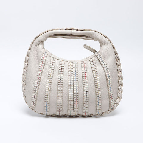 BOTTEGAVENETA Mini Hobo Bag aus Leder Handtasche Elfenbein WS12721
