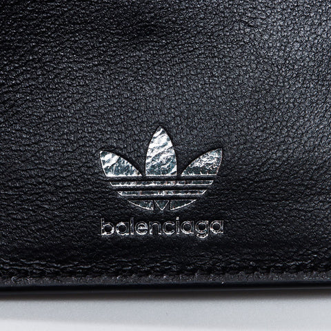 バレンシアガ BALENCIAGA ×Adidas アディダス ミニ コンパクト コラボ 三つ折り財布 ブラック WS12722