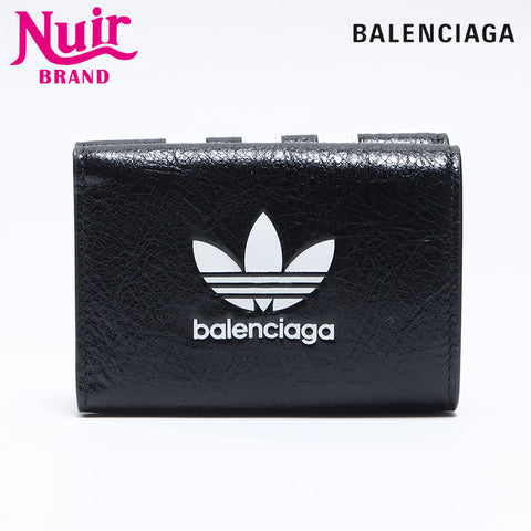 BALENCIAGA ×Adidas Adidas Mini Compact Collaboration Tri-fold wallet black WS12722