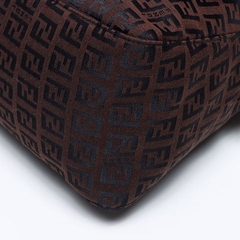 フェンディ FENDI マンマバケット ズッキーノ シルバー金具 ショルダーバッグ ブラウン WS12731