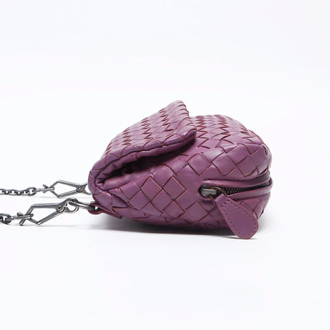 BOTTEGAVENETA INTRECCIATO Mini Chain Shoulder Bag purple WS12745