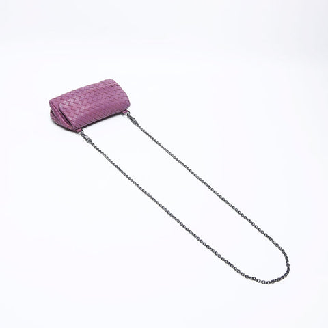 BOTTEGAVENETA INTRECCIATO Mini Chain Shoulder Bag purple WS12745