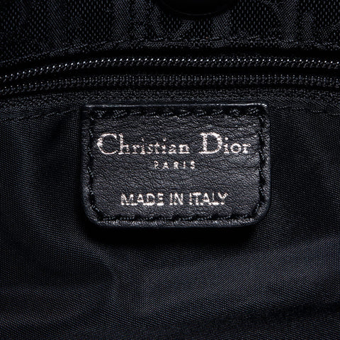 クリスチャンディオール Christian Dior トロッター ナイロン リボンロゴプレート ハンドバッグ ブラック WS12750