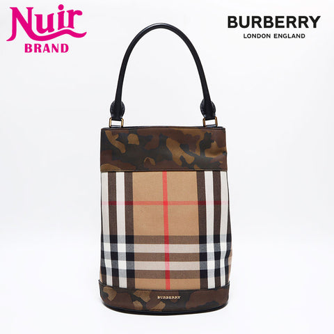BURBERRY Nova Check Camo Camouflage Cotton Tote Bag beige WS12752