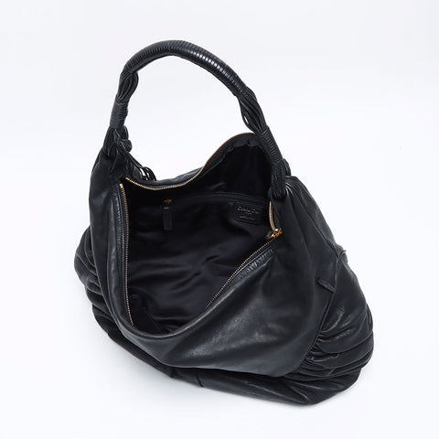 Christian Dior Leather Gypsy Shoulder Bag black WS12756