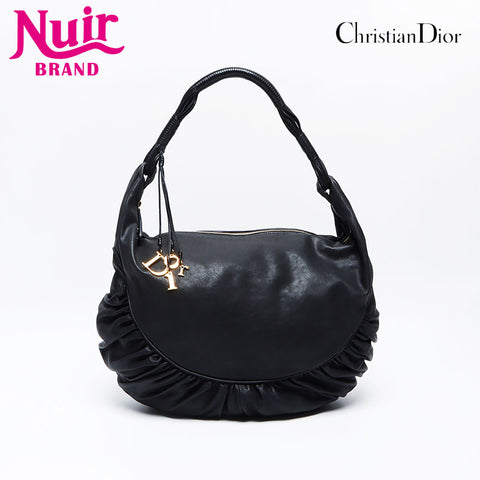 Christian Dior Leather Gypsy Shoulder Bag black WS12756