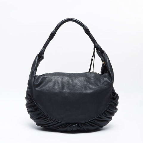 Christian Dior Leather Gypsy Shoulder Bag black WS12756
