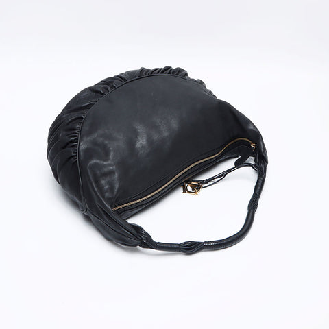 Christian Dior Leather Gypsy Shoulder Bag black WS12756