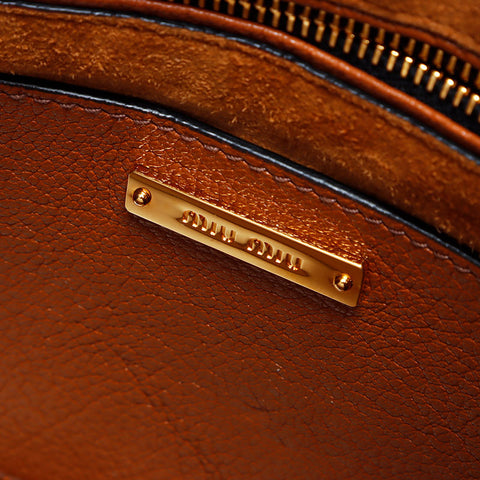 ミュウ ミュウ Miu Miu 2way レザー ショルダーバッグ ブラウン WS12758
