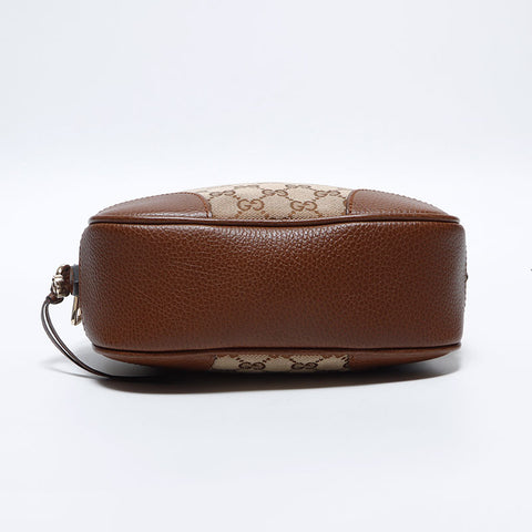 GUCCI GG Canvas Leather SilverMetal Shoulder Bag beige WS12761