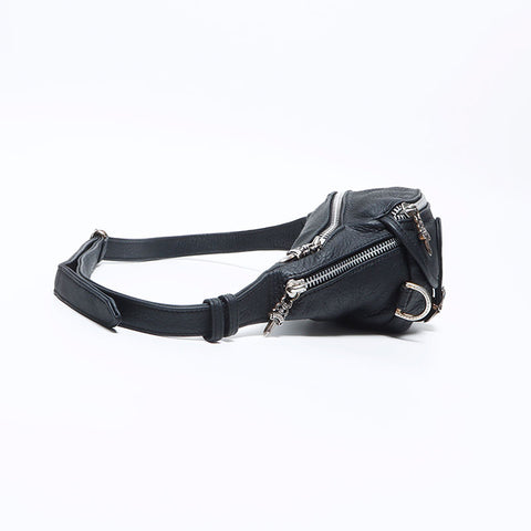 CHROME HEARTS Snat Pack Leather Waist bag black WS12766