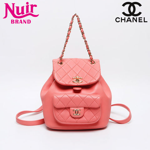 CHANEL Matelasse Lambskin Mini Chain Backpack Â· Daypack pink WS12771