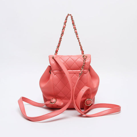CHANEL Matelasse Lambskin Mini Chain Backpack Â· Daypack pink WS12771